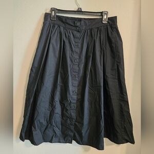 Who What Wear Black Button-Front A-Line Midi Skirt